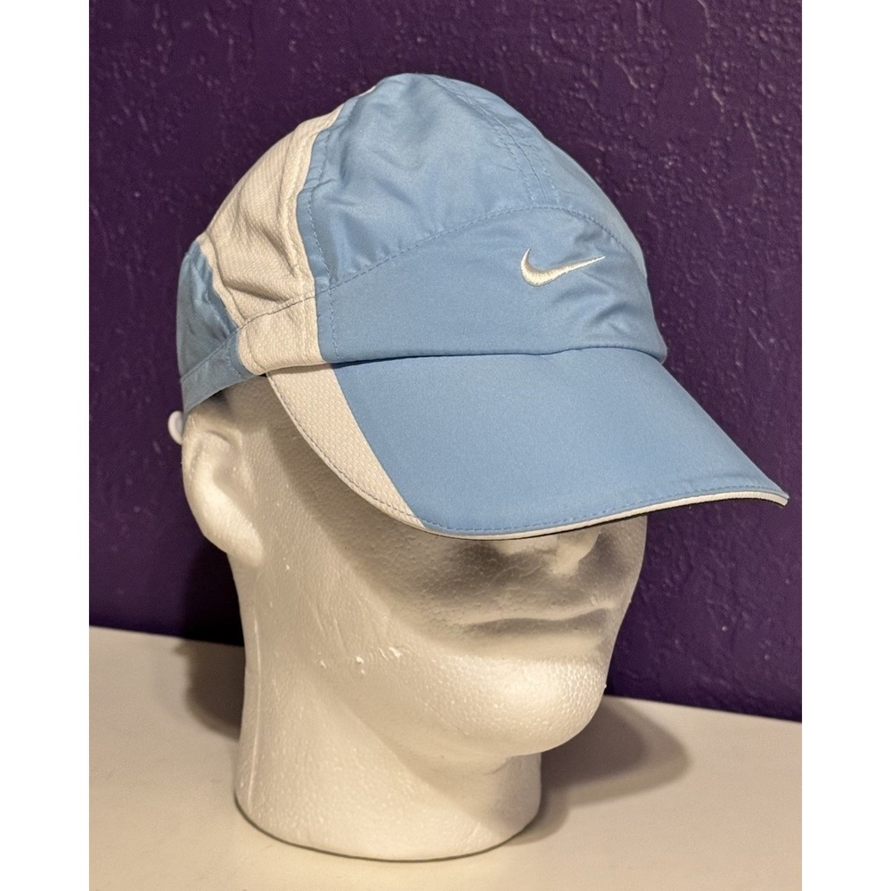 Vintage Nike Tailwind Hat Light 2 Color Blue White Dri Fit 7 Panel Running AW84